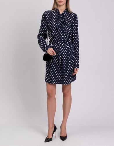 RP€1863 MICHAEL KORS COLLECTION Silk Sheath Dress US10 UK14 IT46 XL Stars Belted