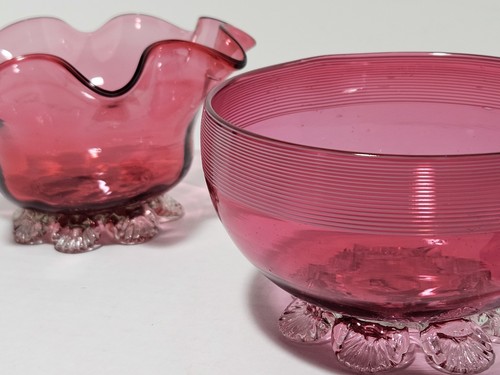 Victorian Stevens & Williams Cranberry Bowls (2) - Bild 18 von 21