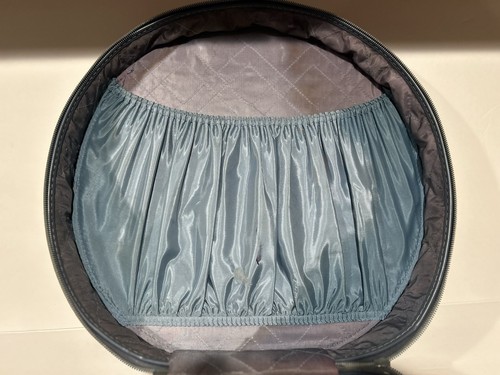 Vintage Aero Pak Moulded Round Hat Box Luggage Weekender Suitcase Blue 15" - Picture 11 of 14