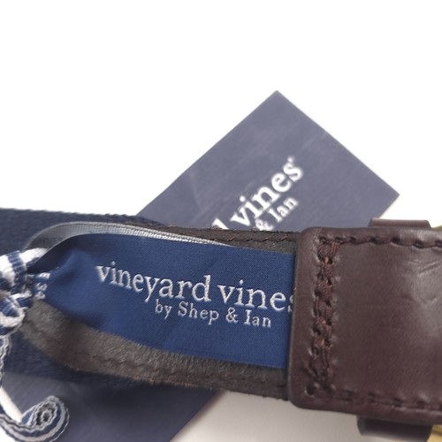 Vineyard Vines Navy Blue Canvas Club Whale Belt Mens Size 36 - Picture 5 of 9