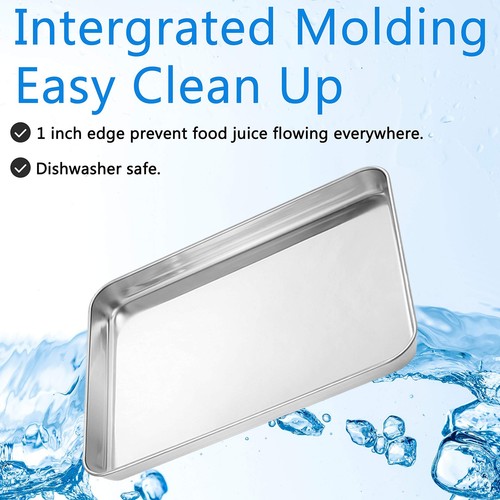 Baking Sheets 5 Pieces, Stainless Steel Baking Pan Tray Cookie Sheet, Rectang... - Picture 3 of 7