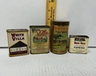 4 Vintage Spice Tins White Villa All Litho Beautiful Graphics