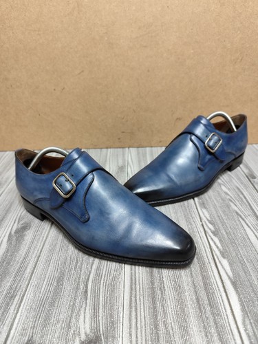 MORESCHI MONK MOCASSINO CON FIBBIA IN PELLE AZZURRA UK 7.5 - OTTIME CONDIZIONI - Imagen 13 de 24