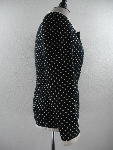 Women's 6 Vtg 1980's Lillie Rubin Polka Dot Suit Coat Blazer Jacket Black Ivory - Picture 5 of 18