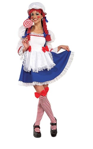RAG DOLL RAGGEDY ANN ADULT WOMENS FANCY DRESS HALLOWEEN COSTUME - Bild 1 von 2