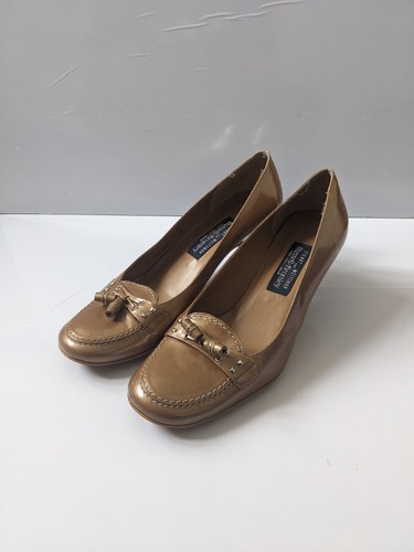 Russel & Bromley Stuart Weitzman Bronze Leder Pfennigabsatz Pumps UK7 US9 - Bild 2 von 14