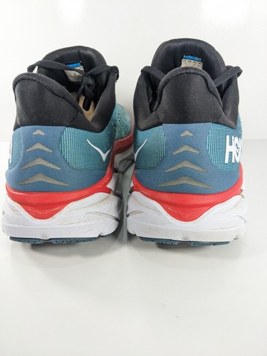 Hoka Herren One M Clifton 8 Laufen Sneaker Aqua Solar Rot Weiß Größe 11,5D - Bild 6 von 11