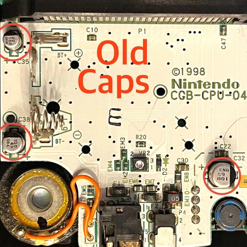 Gameboy Color Tantal Kondensator Set Nintendo GBC Ersatzkappen Sound + Power - Bild 4 von 5