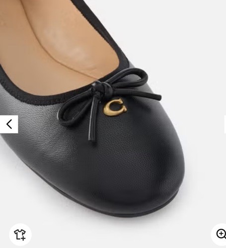 Coach Women's Abigail Black Leather Ballet Flats Bow Accent UK 5 BNIB - Picture 2 of 10