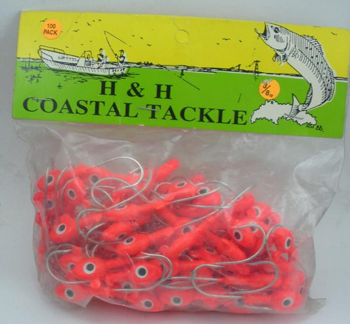 H&H Lure D38100-04 Double Eye Saltwater Jig Head 3/8 oz Orange 100CT - Picture 1 of 2
