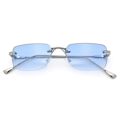 Gafas de sol retro de lujo sin montura rectangulares con marco de metal años 90 de moda - Imagen 23 de 33