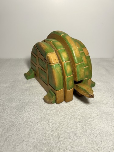 Vintage Wooden Carved Turtle Pull Toy With Mobile Head And Tail - Picture 7 of 24