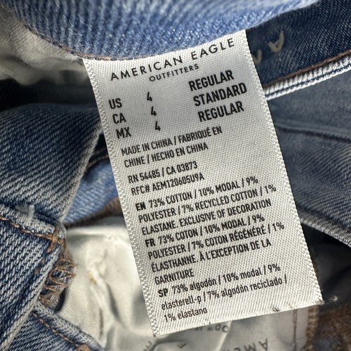 Jeans American Eagle para mujer 4 azules desgastados mamá jean elástico rasgado tiro medio - Imagen 3 de 11