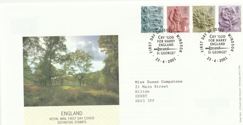 2001 GB Royal Mail Regional Definitives 'England' Illustrated FDC 23 April 2001