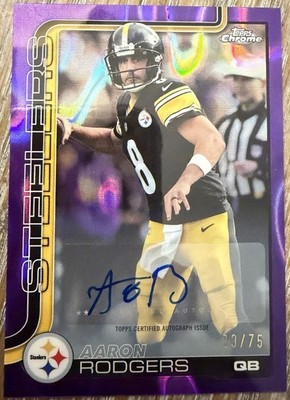 2025 Topps Chrome Aaron Rodgers Purple Lava Variation Autograph 23/75 Steelers