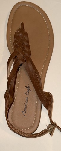 American Eagle Brown Braided Strappy Weaved Thong Sandals Size 7.5 - Picture 14 of 15