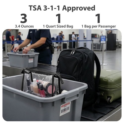 MBER 3er Pack TSA zugelassen Kulturbeutel, transparent Make-up Reise Kosmetiktasche, schwarz - Bild 4 von 6