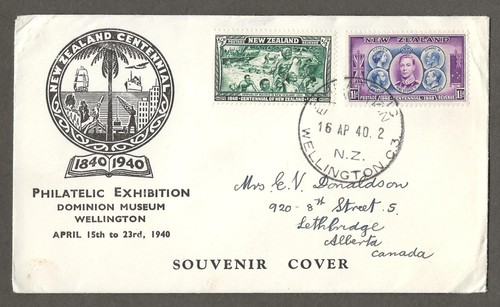 New Zealand 1940 Philatelic Exhibition cover with label on back [ 185 - Picture 1 of 2