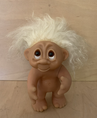 Troll Thomas Dam grande 1977 x 2 - alto 8" - senza vestiti - vintage arancione/biondo - Foto 7 di 12