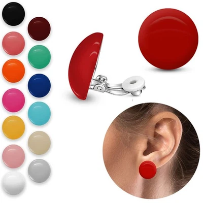 1 Paar Ohrclips Ohrringe Plastik Clips Ohne Piercing viele Farben Retro Damen - Bild 1 von 4