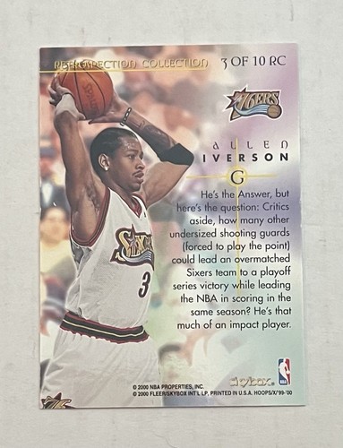 1999-00 NBA Hoops Decade #3 Allen Iverson Retrospection Collection Skyview - Picture 2 of 2