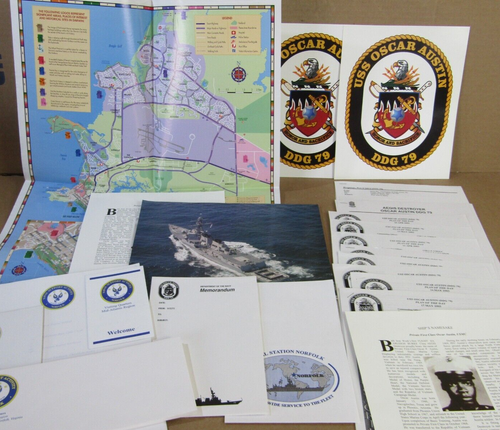 lot USS Oscar Austin navy ship commissioning 2000 Norfolk program plan photo - Picture 1 of 14