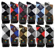 12 PAIRS NEW COTTON MEN LORDS ARGYLE STYLE DRESS SOCKS SIZE 10-13 MULTI COLOR