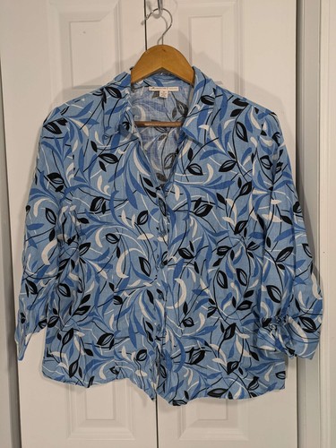 JM Collection NWT Women's Size 16P Petite Top Blouse Blue