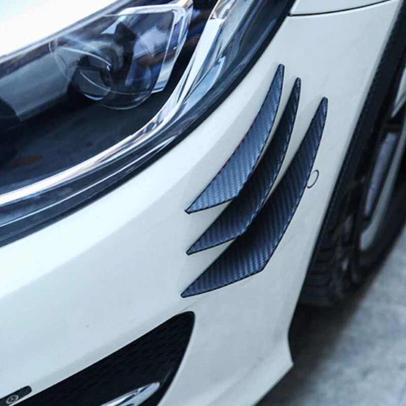 6x Aletas divisorias de labios de parachoques delantero duraderas de fibra de carbono para carrocería alerón canards Foto 3 de 4