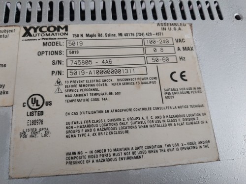 XYCOM 5019-A100000001311 Pro-Face Screen Monitor IP65 Rev 003 (Not Working) - Picture 8 of 12