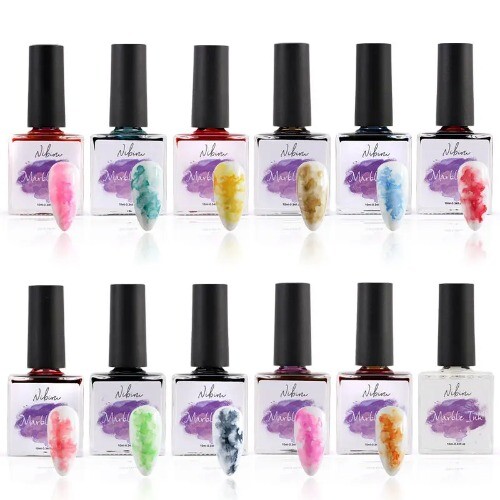 9/12Pcs Nail Metal Watercolor Ink Blossoming Design Quick Dry Semipermanent Gel - Picture 7 of 21