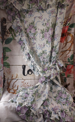Lavender Roses & Ribbons Twin Size Bedspread & Matching Curtains Collections - Picture 2 of 2