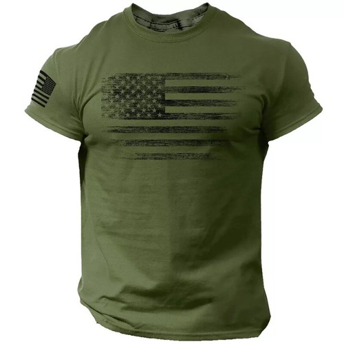 Men's Street Patriotic T-shirt US Flag Print Plus Size Short Sleeved Shirt L-6XL - Picture 10 of 13