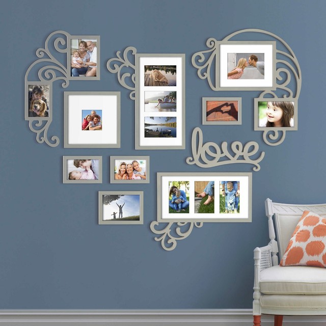 Heart Love Photo Picture Frame Collage Set Silver Wall Art Decor Home Decoration - Picture Frame Collage Wall Hanging Heart Love Photo Picture Frame Collage Set Silver Wall Art Decor Home Decoration - Picture Frame Collage Wall Hanging