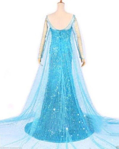 NEU Eiskönigin Elsa Damen Erwachsene Karneval Hochzeit Cosplay Kostüm Kleider DE - Bild 3 von 15