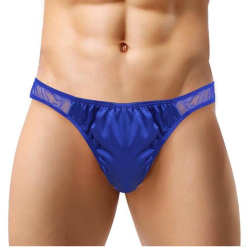 Calzoncillos para hombre satén seda tanga malla trasero transparente bikini bragas lencería Sissy - Imagen 19 de 46