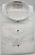 Neil Allyn White Mandarin Tuxedo Shirt Size Large 32/33 