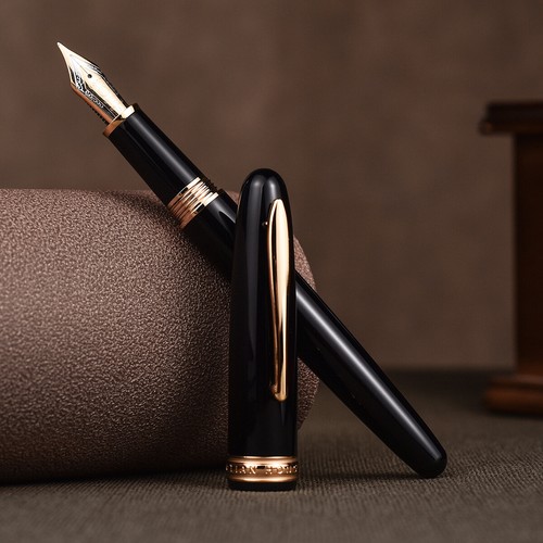 Pluma estilográfica de resina negra Hongdian 1841 EF/F punta, pluma de regalo de colección retro - Imagen 5 de 7