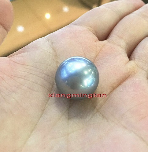Australia Top real NATURAL round gray 13-14MM LOOSE SOUTH SEA PEARL ,Pendant - Picture 5 of 5