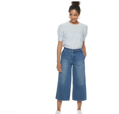Popsugar Women's Flare-Leg High Rise  Crop Jeans 