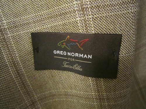 NEW SZ 38R TASSO ELBA GREG NORMAN WINDOWPANE KHAKI BLAZER SPORT COAT, NWT $295 - Picture 5 of 12