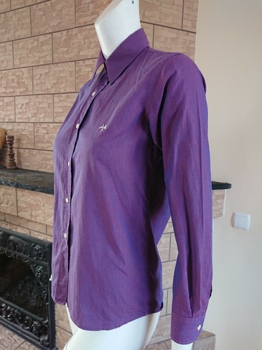 Thomas Burberry Vintage 80er Damen Baumwolle Hemd Bluse Chamäleon Lila Flieder S - Bild 4 von 10