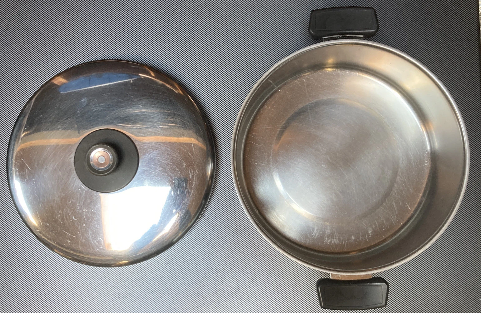 Vintage Revere Ware 1801 Stainless Steel Copper Core Pan Pot 4.5 Qt