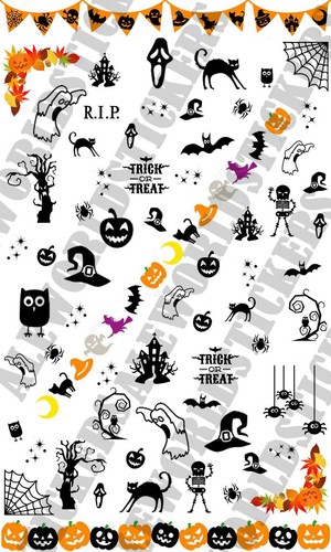 Foglietto Water Decals Halloween ADESIVI STICKERS UNGHIE NAIL TRANSFER Zucca - Imagen 3 de 3