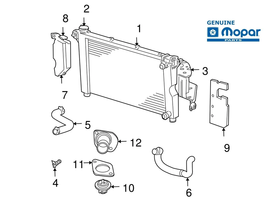 GENUINO RADIADOR DE REFRIGERACIÓN MOTOR CHRYSLER GRAND VOYAGER 3,3 L / 3,8 L V6 MODELO 2005 Foto 3 de 3