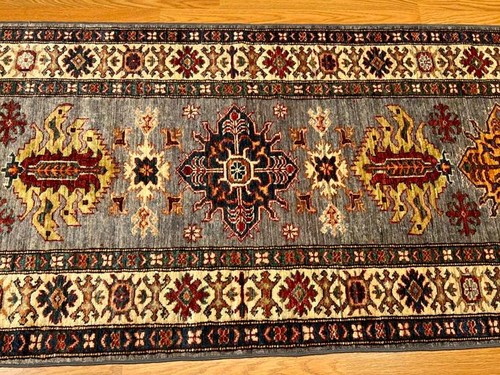 Corredor kazajo cena fina calidad hecha a mano 2,9 x 9,6. Tinte natural suave lana fina - Imagen 10 de 12