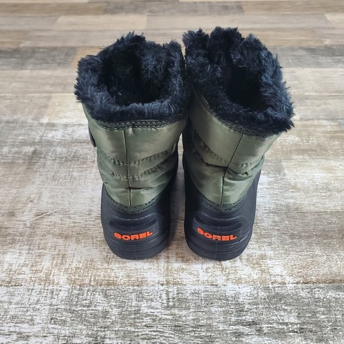 Sorel Commander Snow Boots Little Kids Sz 10 Stone Green Faux Fur Lined Pull On - Picture 5 of 10