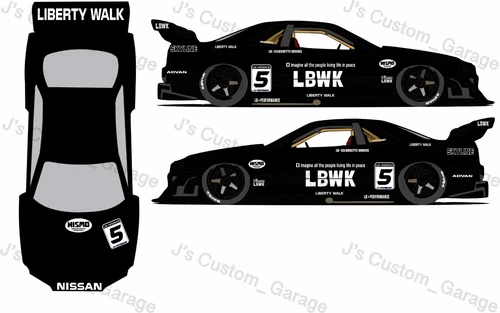 Nissan skyline lbwk er34 chase 1/64 custom water slide decal for hot wheels