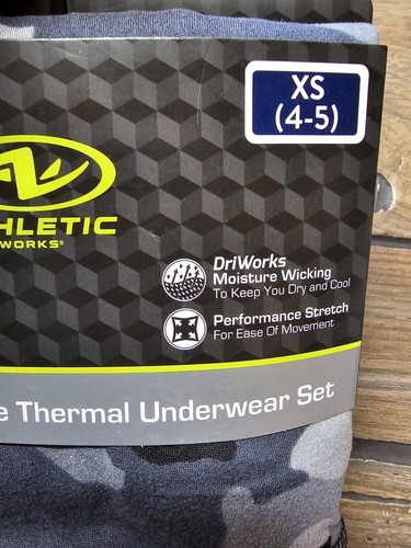 Athletic Works Boys Thermal Underwear Set Gray Camouflage XS 4/5 Soft Boys - Picture 3 of 7