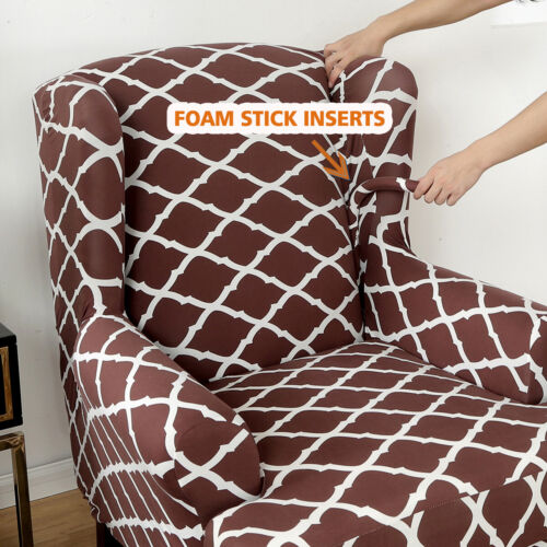 2-Piece Stretch Wing Chair Cover Wingback Sofa Covers Elastic Armchair Slipcover - Picture 84 of 196